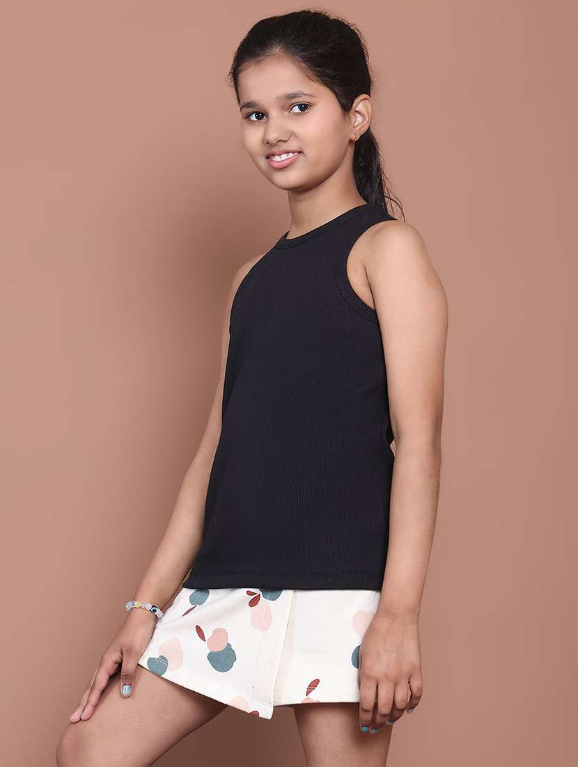 girls solid black cotton tank top - 22464966 -  Standard Image - 2