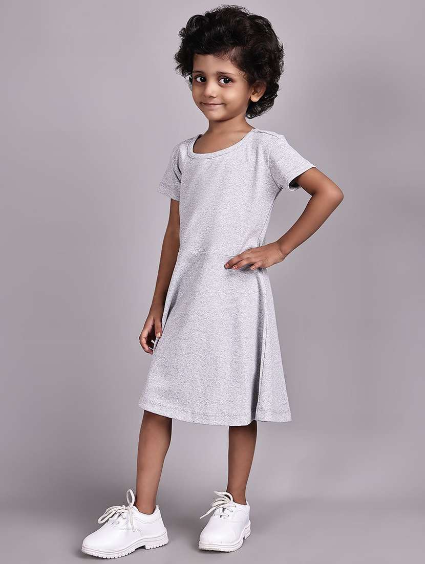 girl grey cotton fit & flare dress - 22464968 -  Standard Image - 2