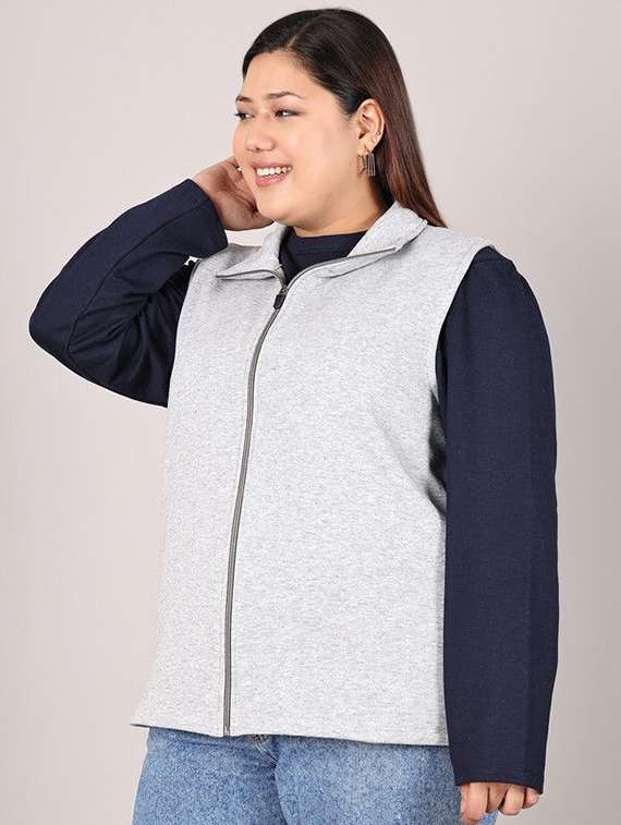 womens grey cotton regular jacket - 22465011 -  Standard Image - 2