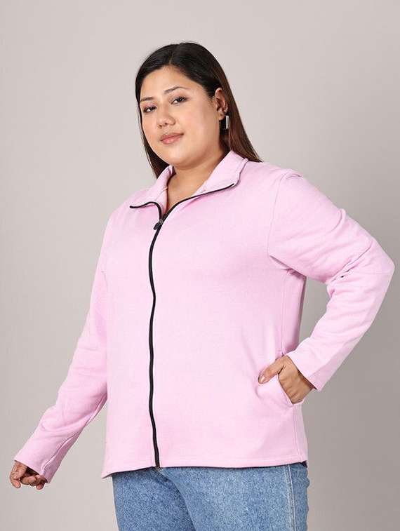 women solid pink cotton regular jacket - 22465019 -  Standard Image - 2