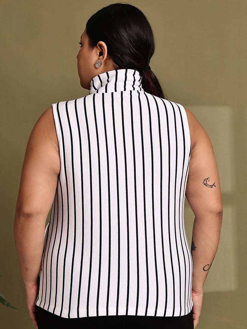 women stripes white cotton blend regular jacket - 22465021 -  Standard Image - 2