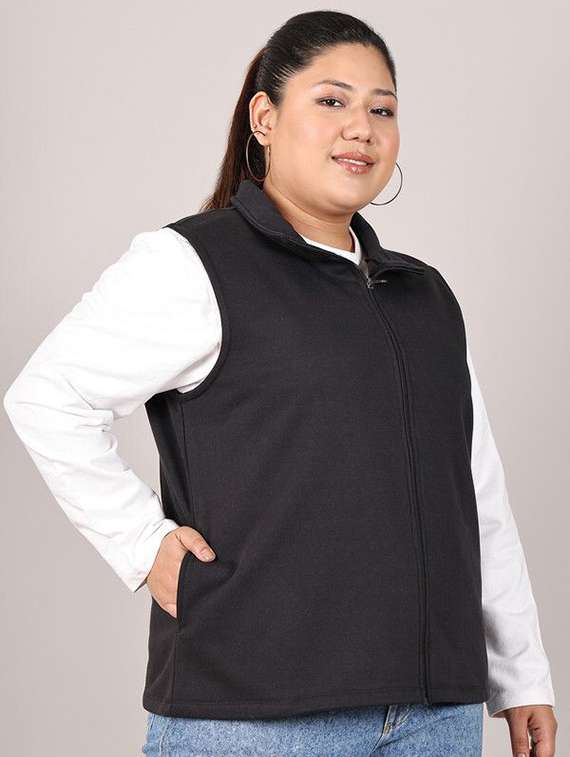 women solid black cotton regular jacket - 22465025 -  Standard Image - 2