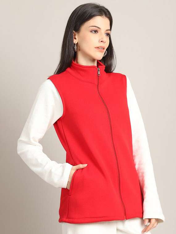 women red cotton regular jacket - 22465030 -  Standard Image - 2