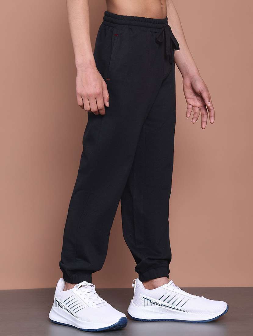 boys black cotton blend plain jogger - 22465095 -  Standard Image - 2