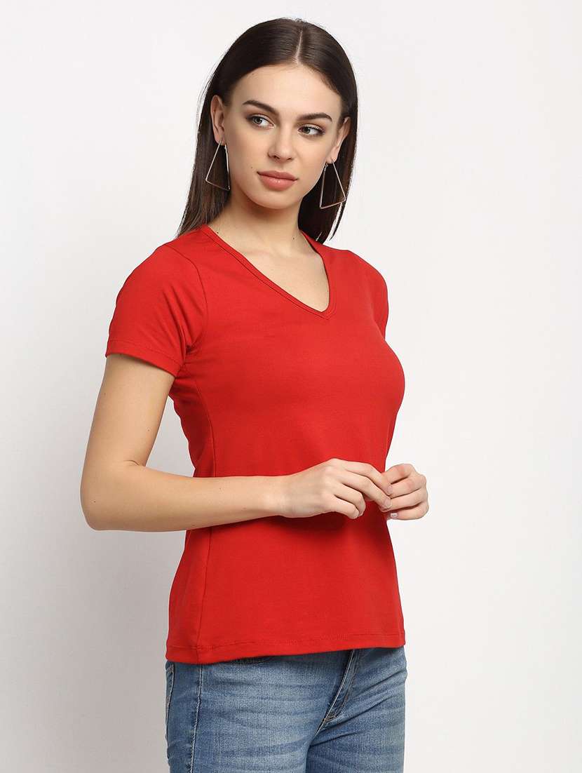 women solid ed cotton regular t-shirt - 22465112 -  Standard Image - 2
