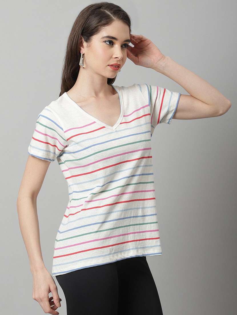Women Striped Short Sleeve T-shirt - 22465138 -  Standard Image - 2