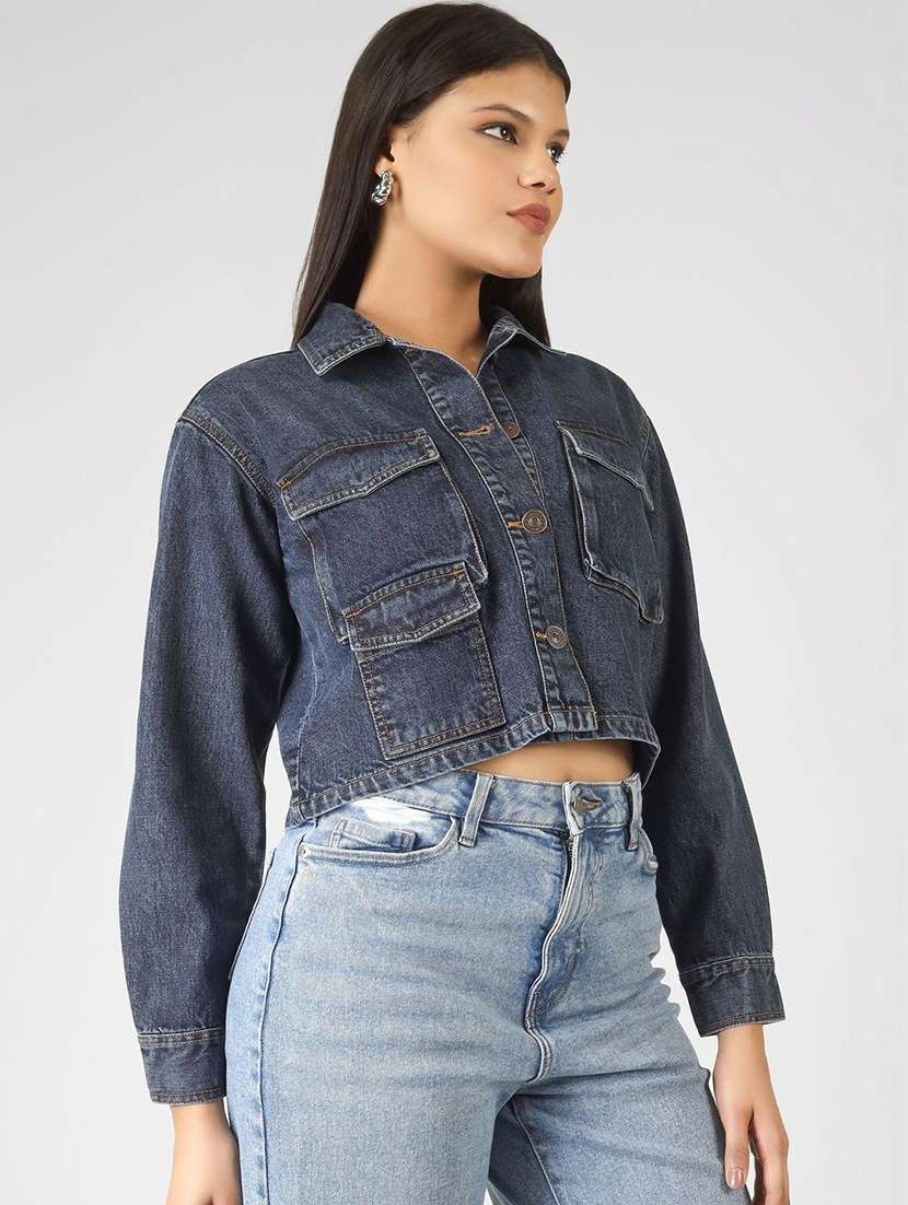 women navy blue denim jacket - 22465158 -  Standard Image - 2