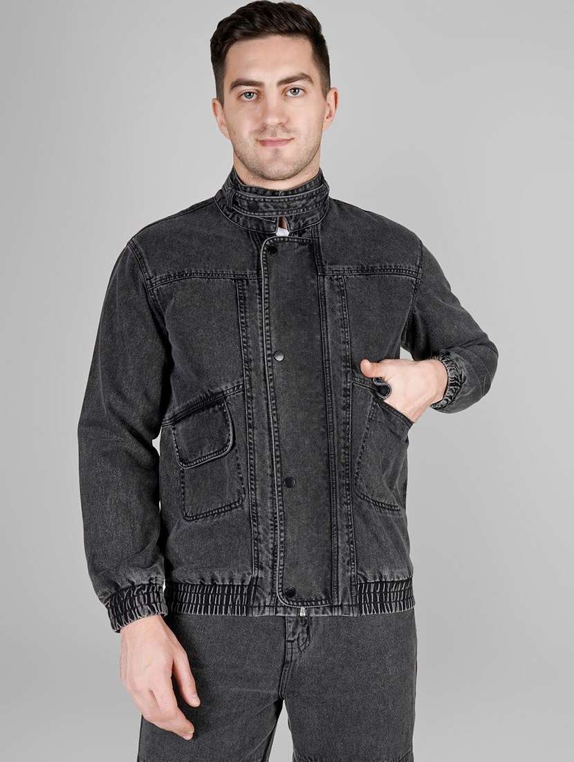 men charcoal denim denim jacket - 22465168 -  Standard Image - 2