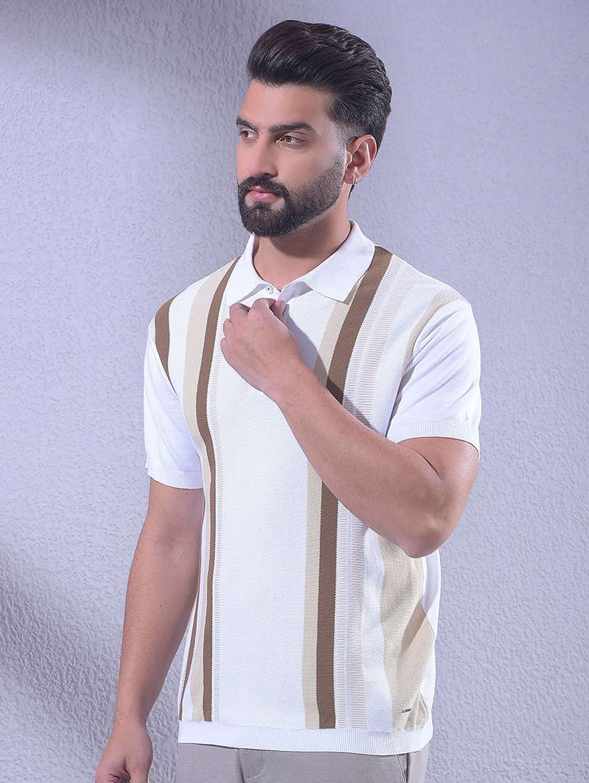 men striped short sleeve regular fit polo t-shirt - 22465269 -  Standard Image - 2