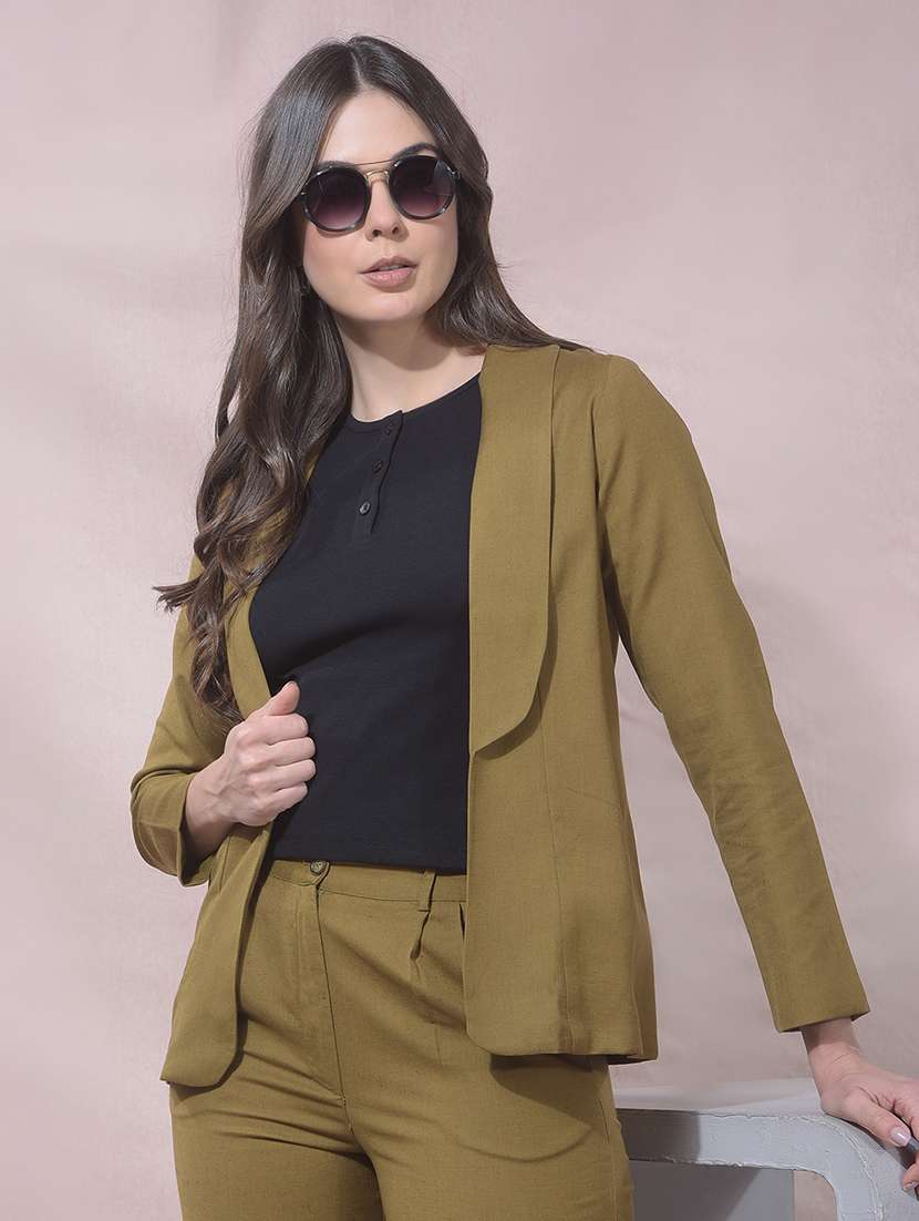 women solid long sleeves casual blazer