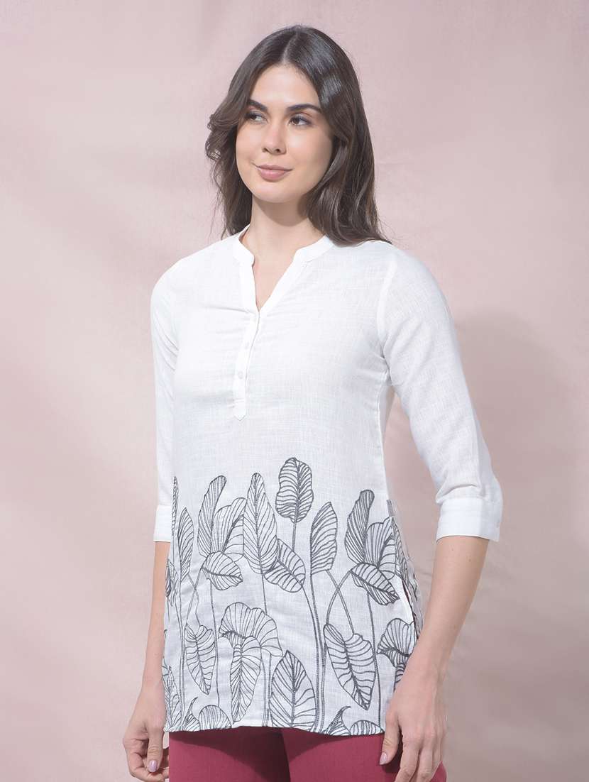 Women Printed Three Quarter Sleeves Kurti - 22465291 -  Standard Image - 2