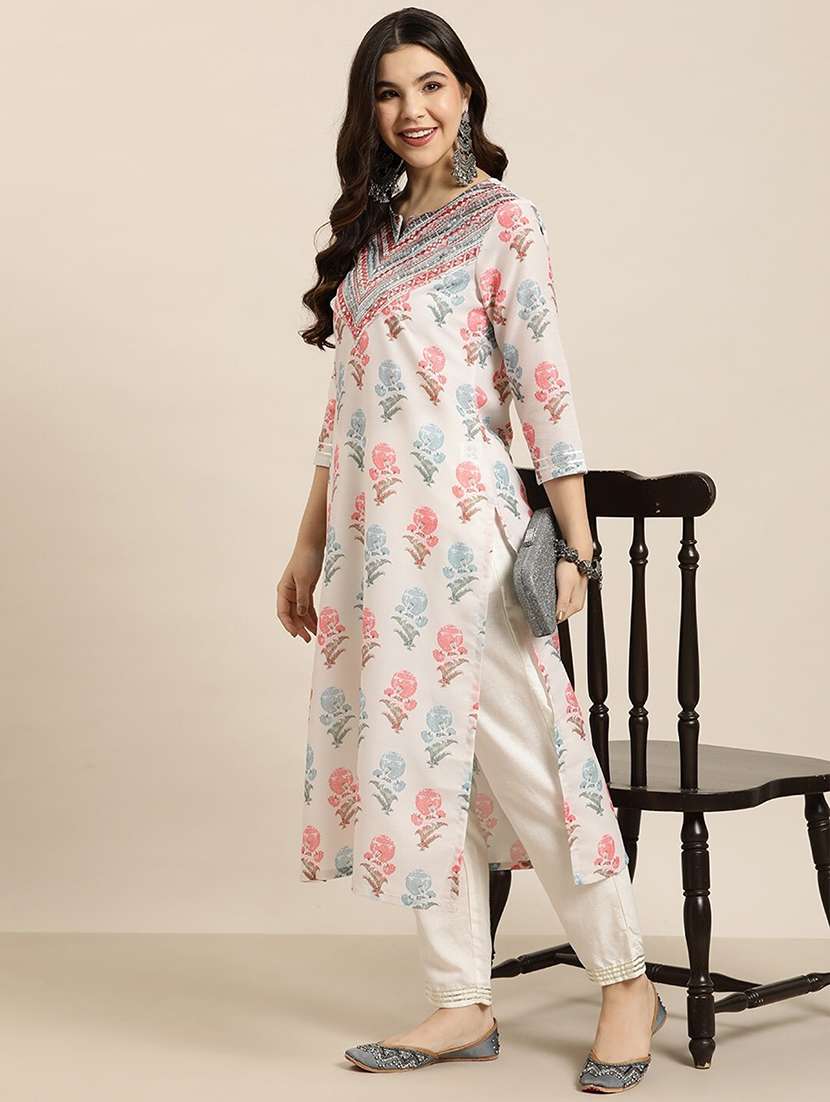 women white cotton blend straight kurta - 22465776 -  Standard Image - 2
