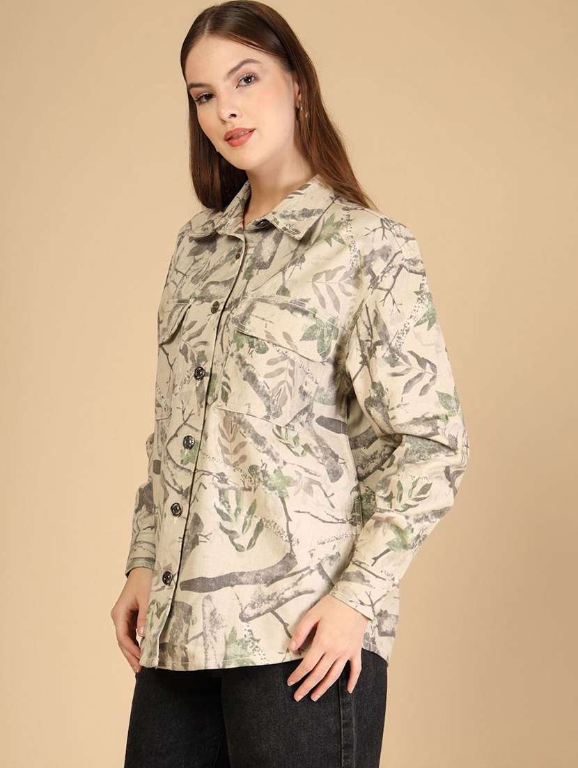 women printed collared long sleeve shirt - 22465792 -  Standard Image - 2