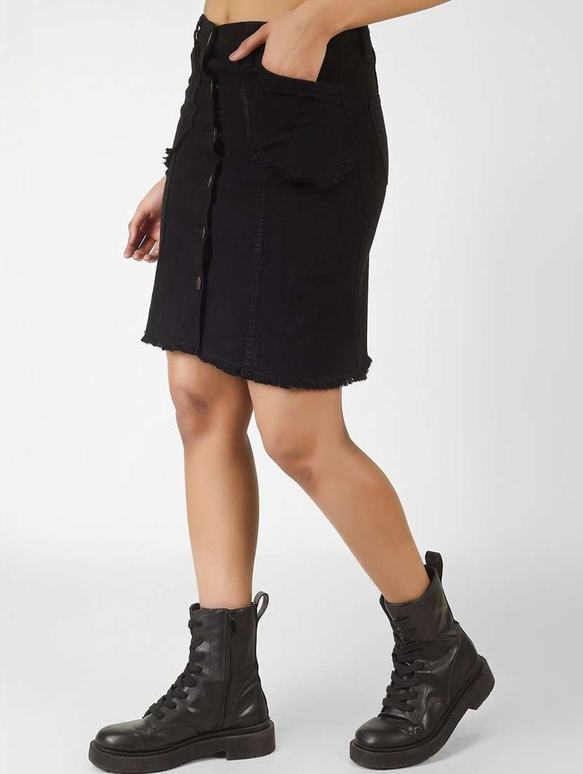 women black denim a-line skirt - 22466025 -  Standard Image - 2