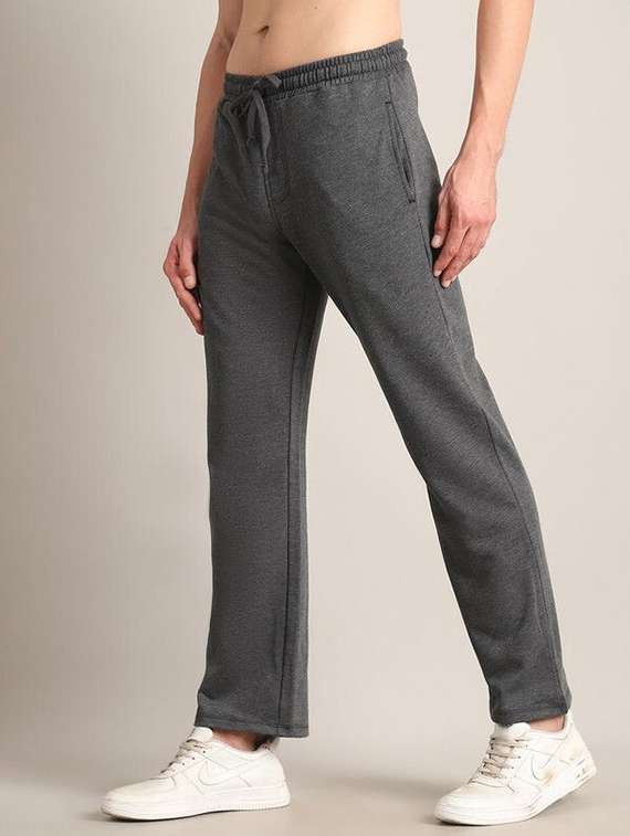men solid mid rise full length track pant - 22466089 -  Standard Image - 2