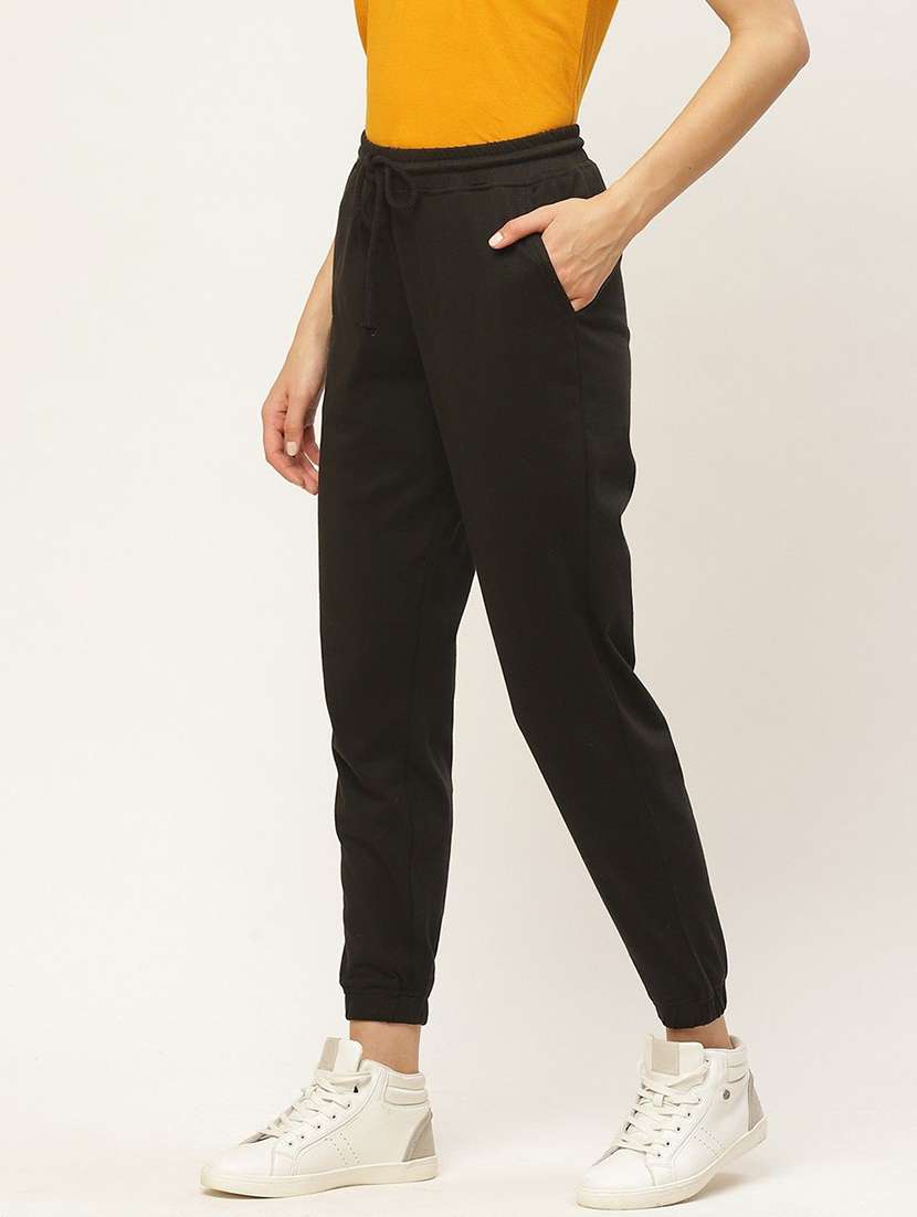 Women Black Cotton Track Pant - 22466106 -  Standard Image - 2