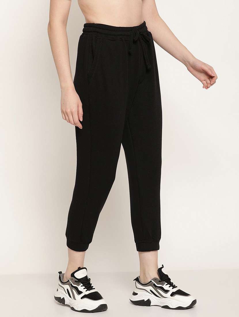 Women Black Cotton Track Pant - 22466127 -  Standard Image - 2