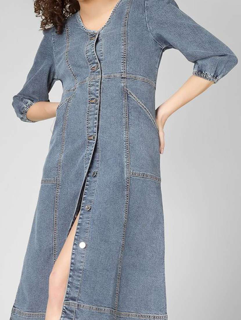 women blue denim a-line dress - 22466274 -  Standard Image - 2