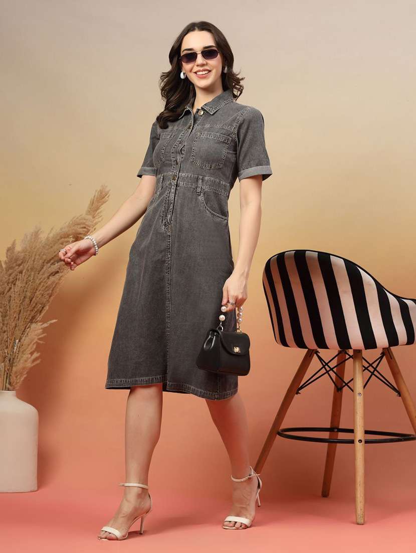 grey denim aline dress