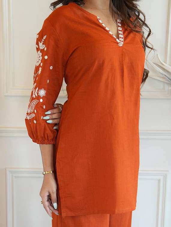 women orange kurta dupatta set - 22466308 -  Standard Image - 7
