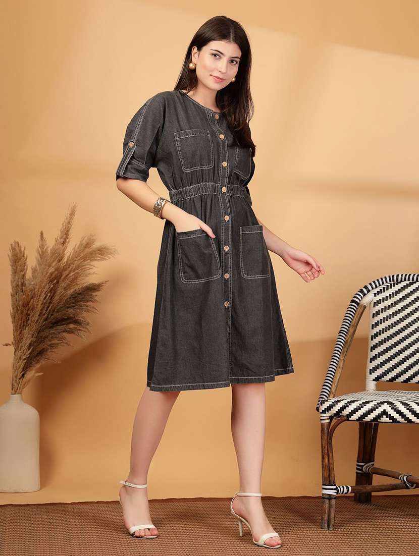 women grey denim shirt dress - 22466349 -  Standard Image - 2