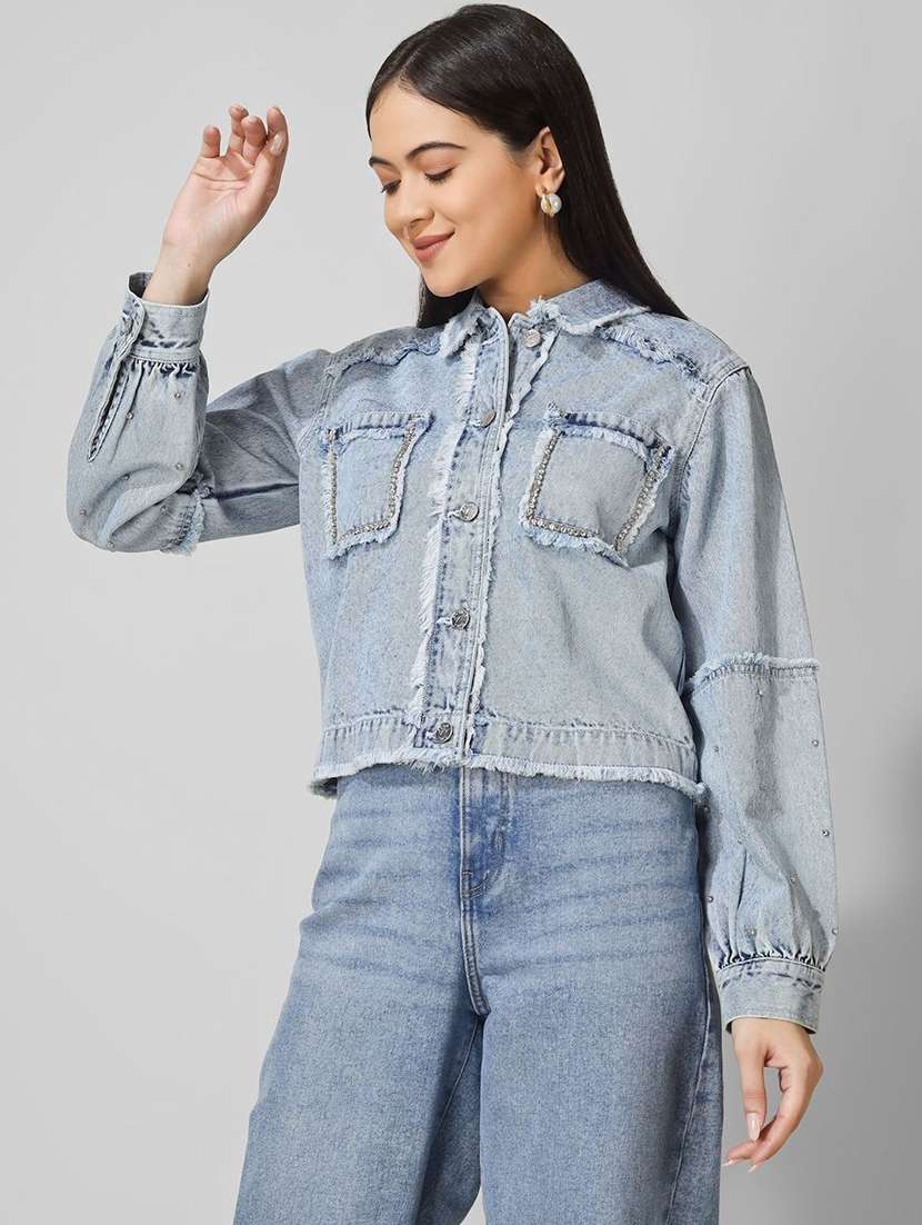 women blue denim denim jacket - 22466371 -  Standard Image - 2