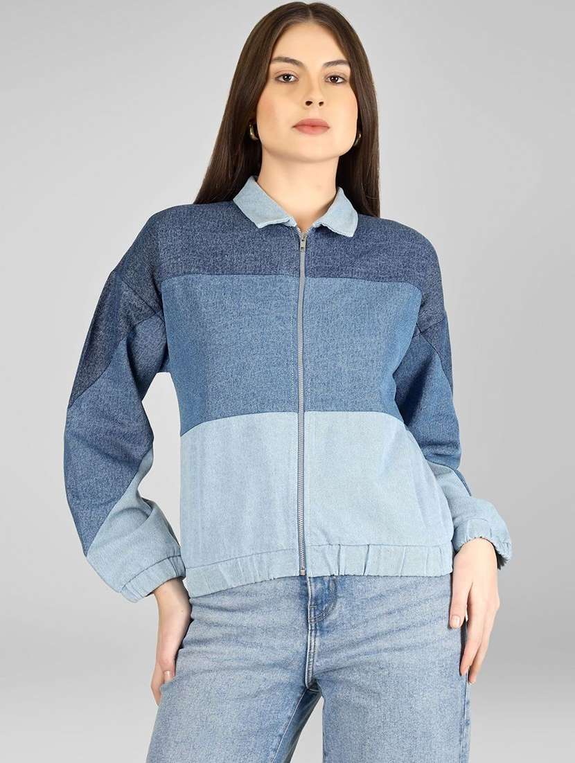 women blue denim denim jacket