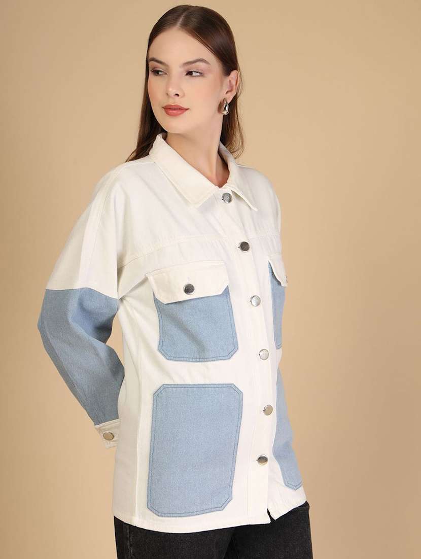 women off white denim denim jacket - 22466373 -  Standard Image - 2