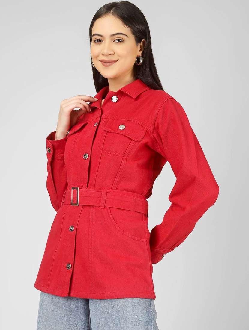 women red denim denim jacket - 22466376 -  Standard Image - 2