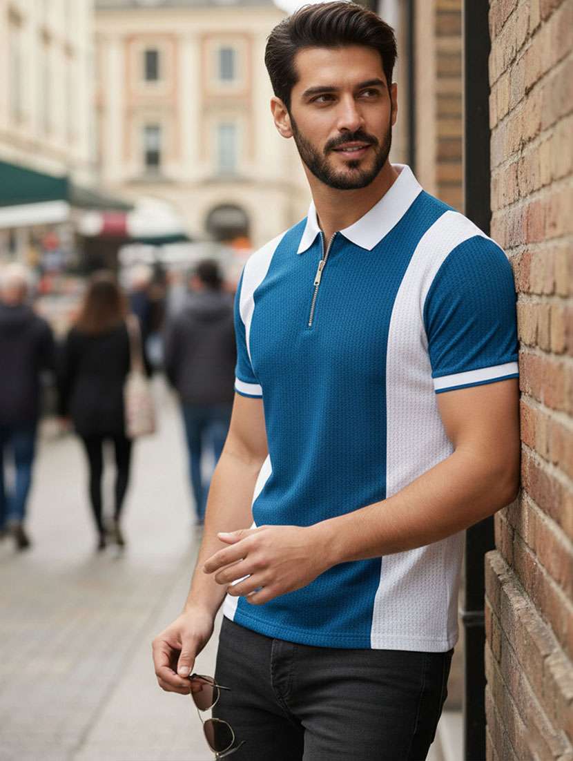 men color block short sleeve regular fit polo t-shirt - 22466540 -  Standard Image - 2