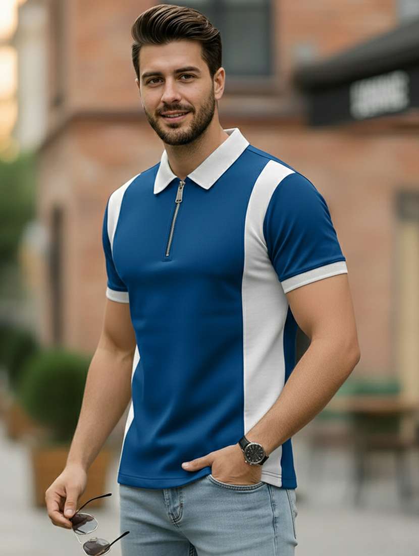 men color block short sleeve regular fit polo t-shirt - 22466570 -  Standard Image - 2