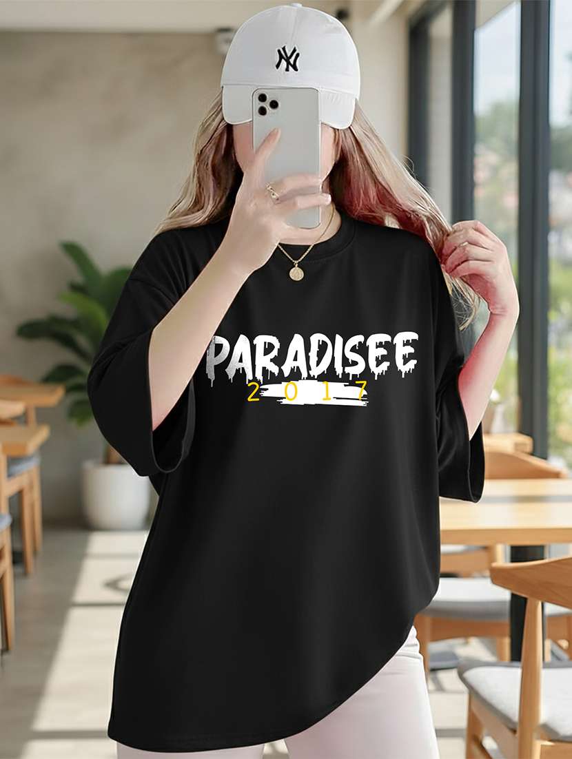 women typographic short sleeve oversized t-shirt - 22466705 -  Standard Image - 2