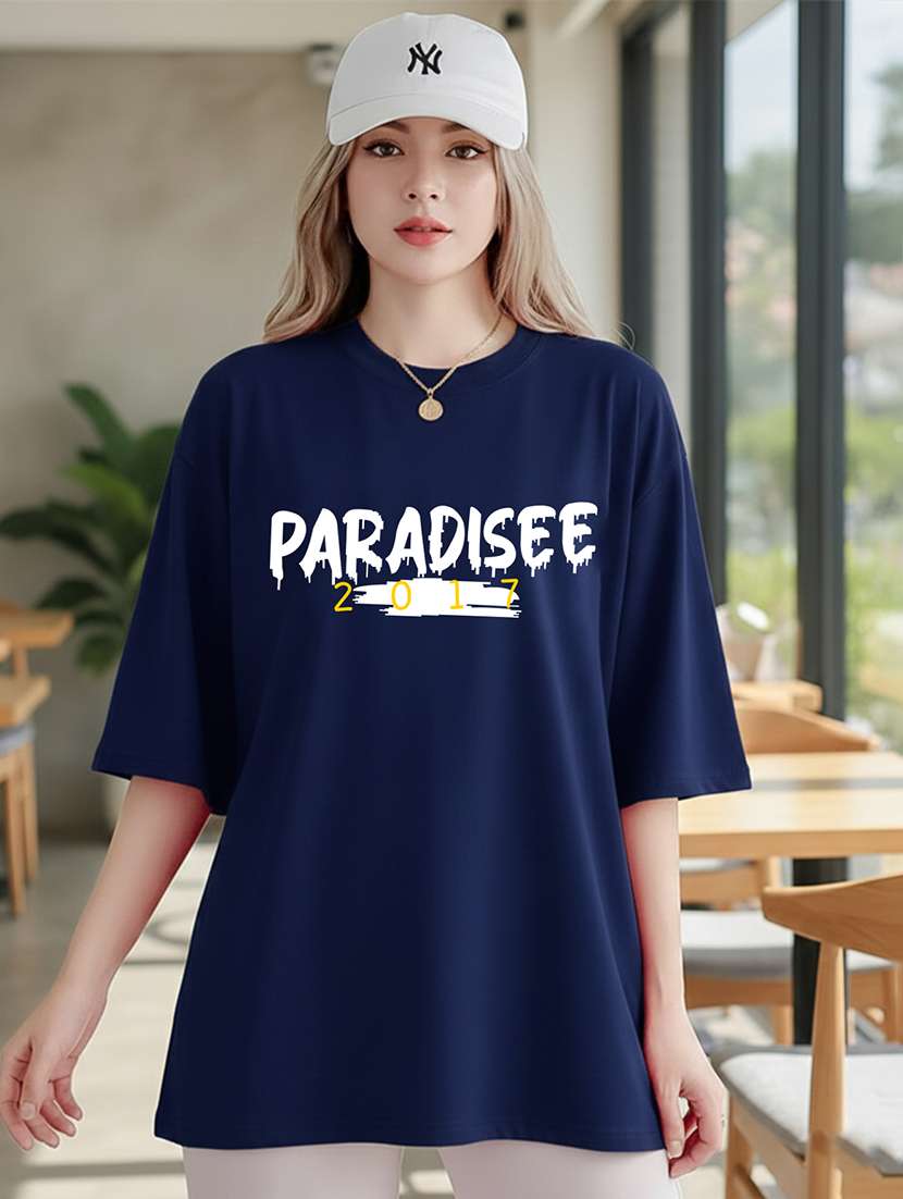 women typographic short sleeve oversized t-shirt - 22466708 -  Standard Image - 2