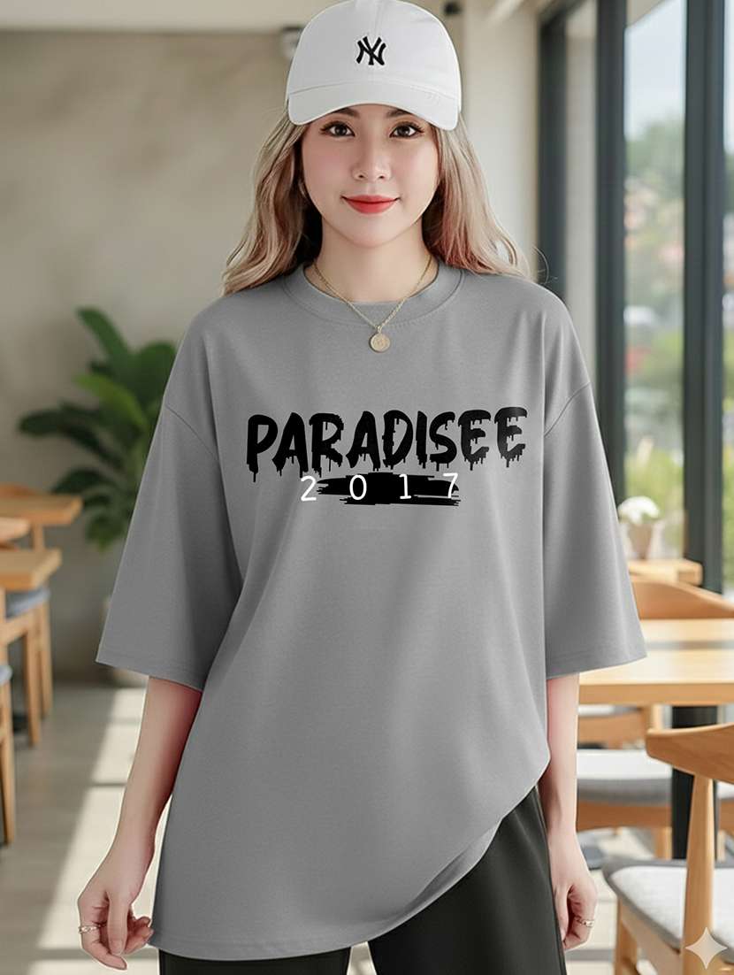 women typographic short sleeve oversized t-shirt - 22466711 -  Standard Image - 2
