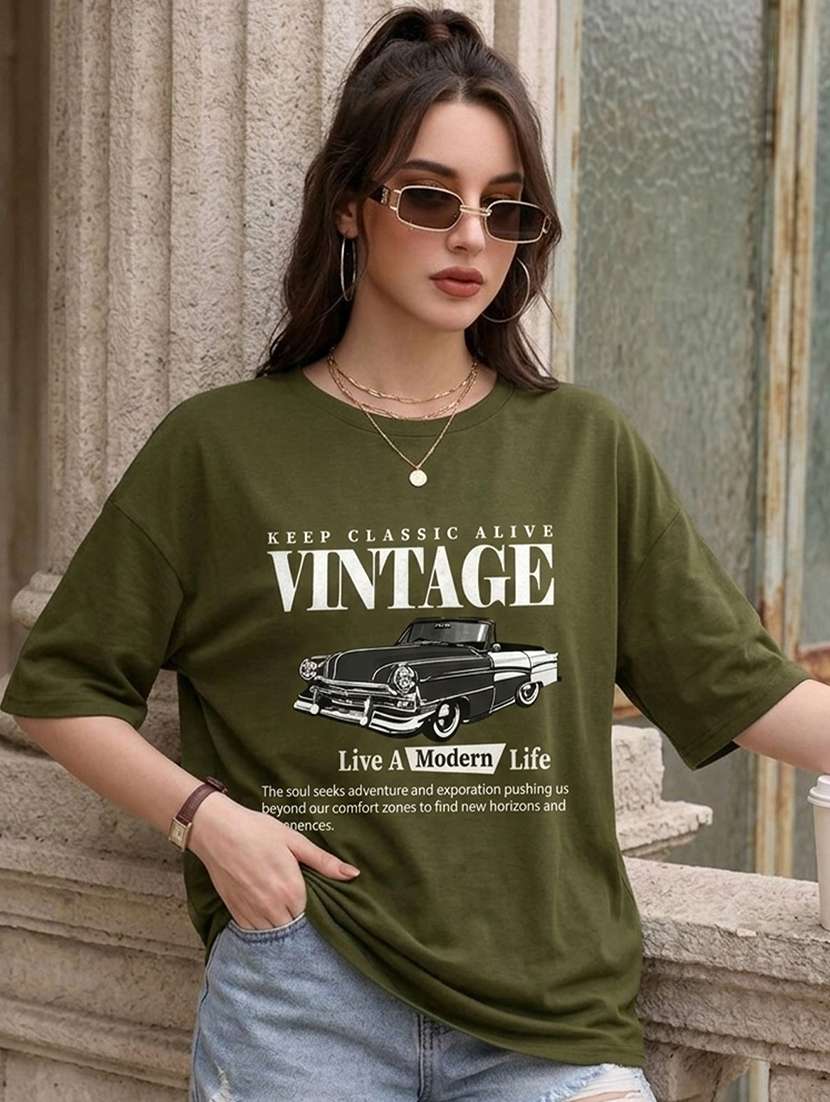 women printed short sleeve oversized t-shirt