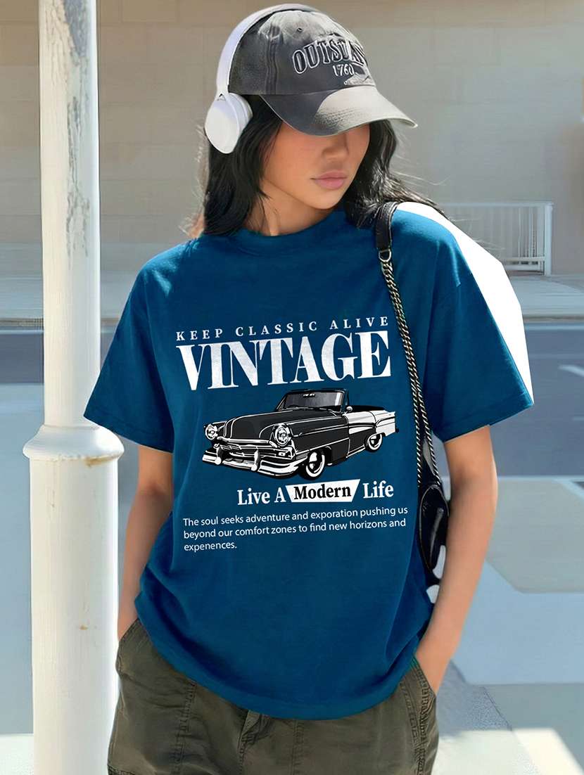 women printed short sleeve oversized t-shirt
