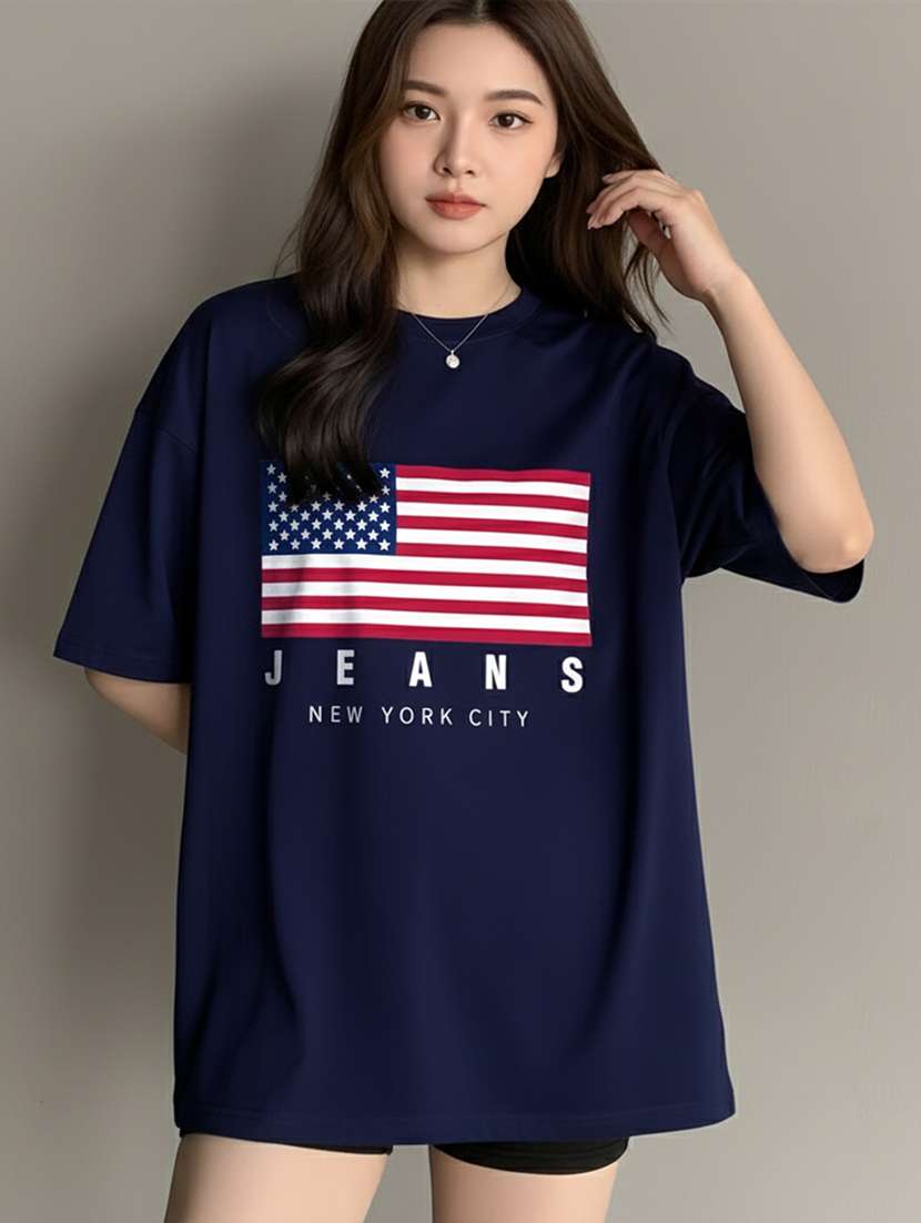 women printed short sleeve oversized t-shirt