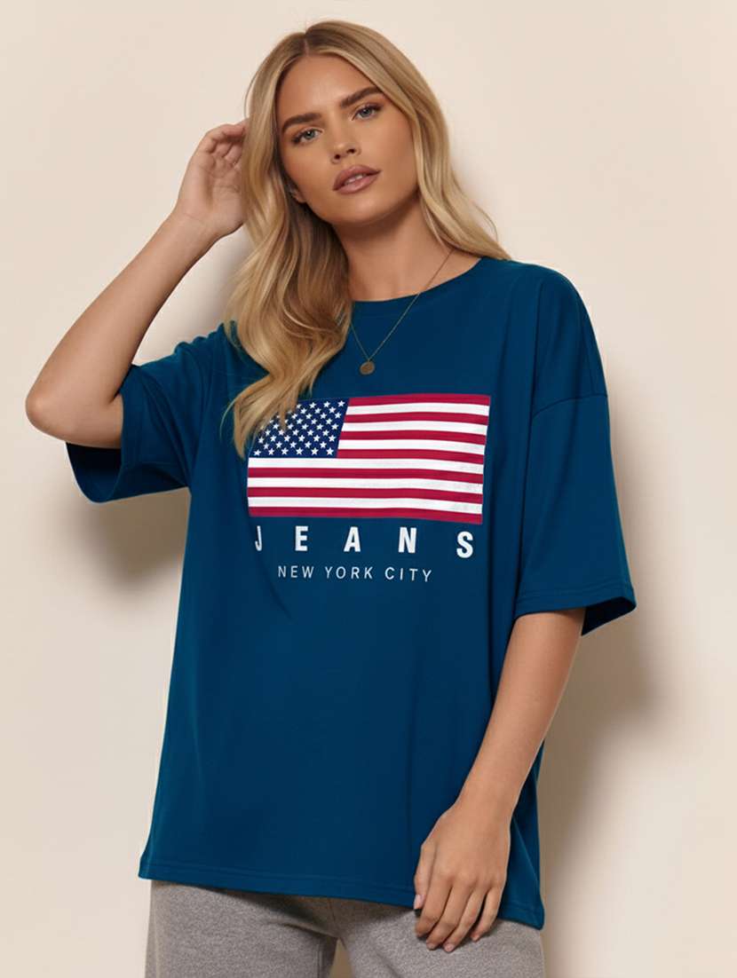 women printed short sleeve oversized t-shirt