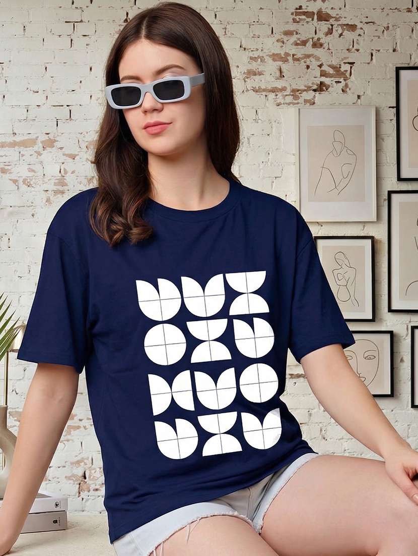 women printed short sleeve oversized t-shirt