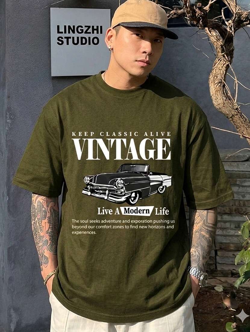 men printed short sleeve oversized t-shirt