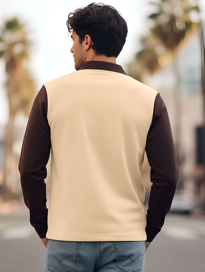 men color block long sleeve regular fit polo t-shirt - 22467144 -  Standard Image - 2