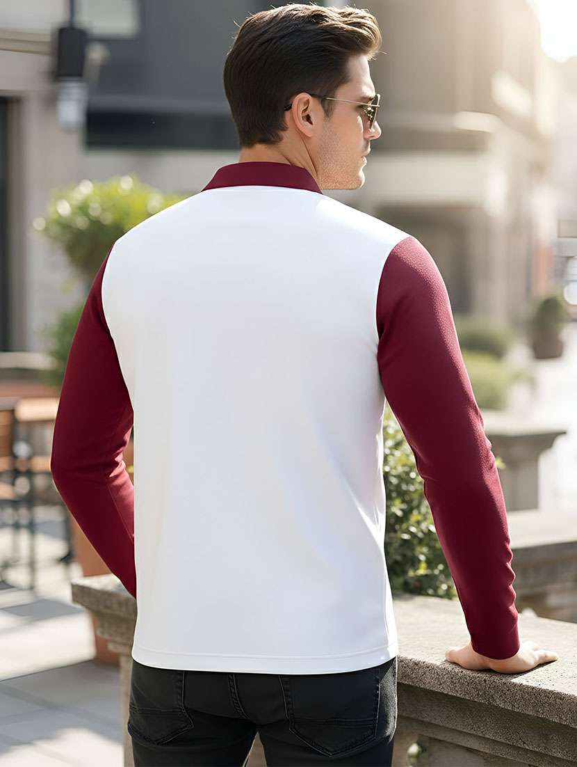men color block long sleeve regular fit polo t-shirt - 22467146 -  Standard Image - 2
