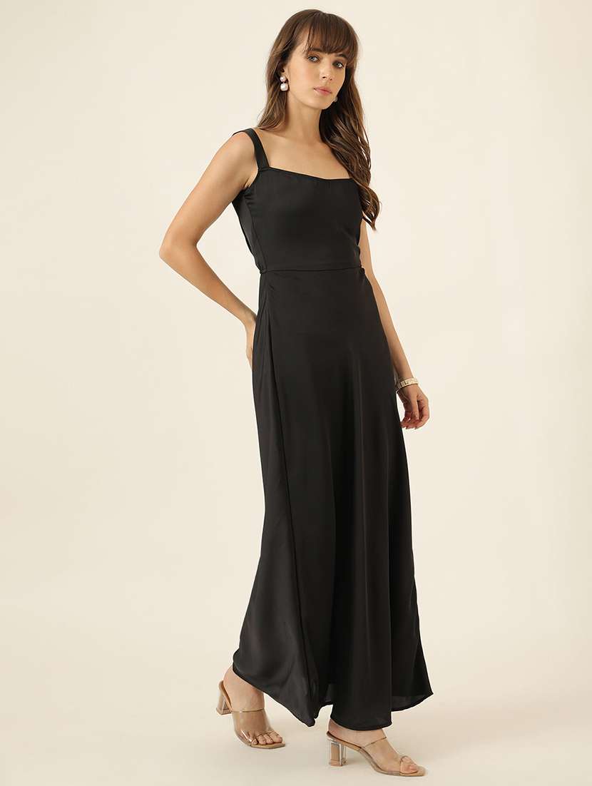 women solid shoulder strap a-line maxi dress - 22467471 -  Standard Image - 2