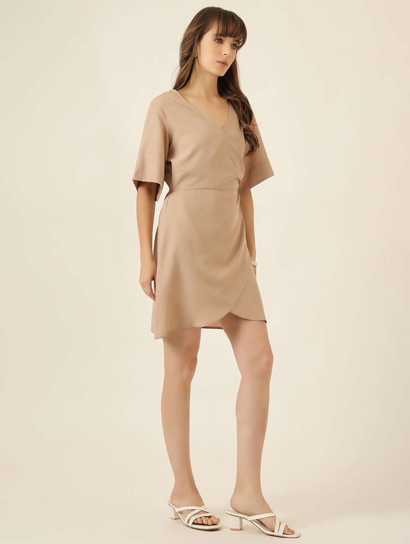 women solid short sleeve a-line dress - 22467478 -  Standard Image - 2
