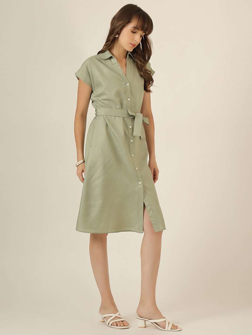 women solid short sleeve a-line dress - 22467482 -  Standard Image - 2