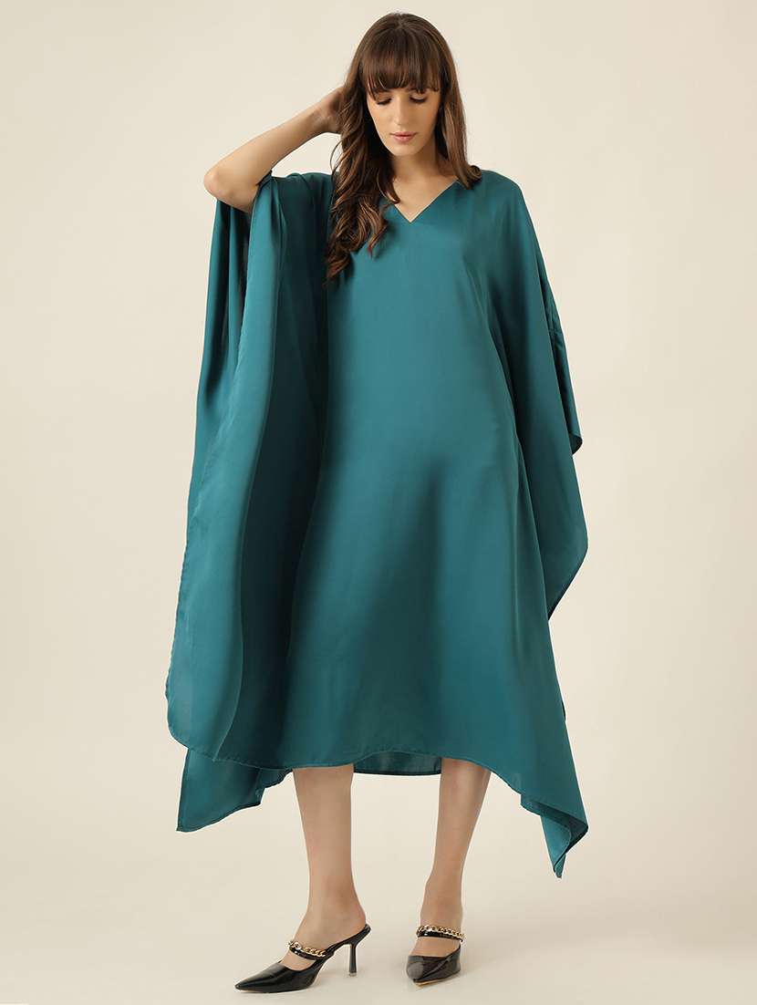 women solid kimono sleeve kaftan dress - 22467486 -  Standard Image - 2