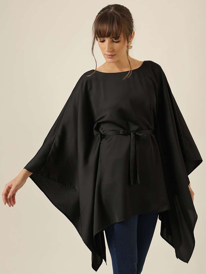 women solid kimono sleeve kaftan top