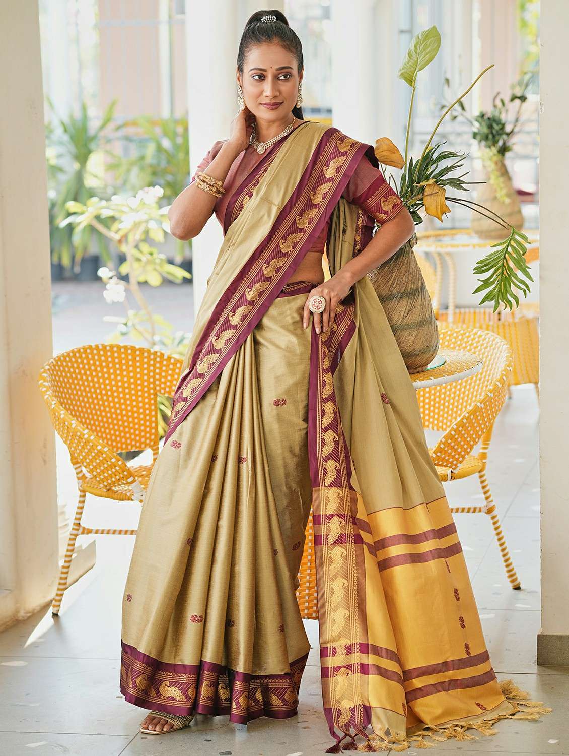 women self designed saree with attached blouse with blouse - 22467537 -  Standard Image - 2