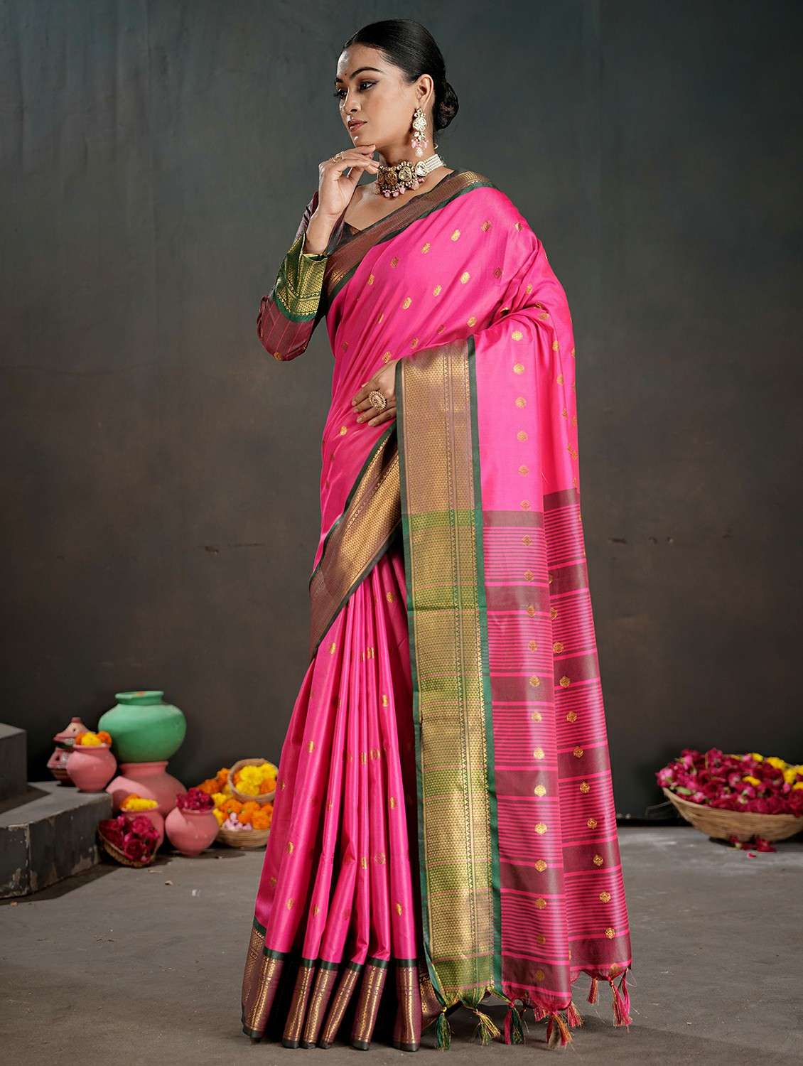 women pink embellished saree with blouse - 22467569 -  Standard Image - 2