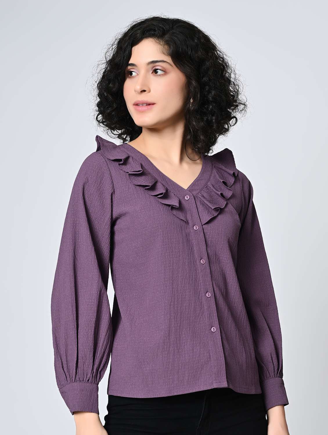 women solid purple polyester regular top - 22467615 -  Standard Image - 2